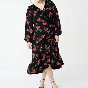 NWT Draper James RSVP long sleeve ruffle midi dress